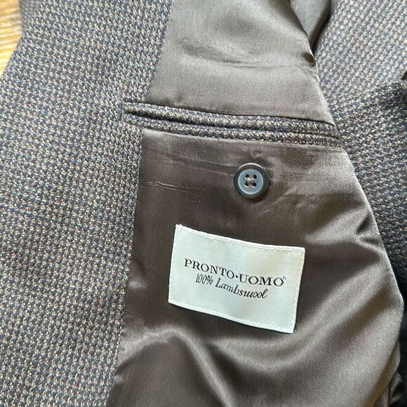 Pronto Uomo 100% Lambswool Tweed Sport Coat Mens 42R Two Button Blazer Inner Poc - Picture 7 of 8